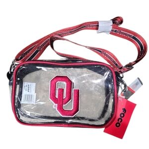 NWT OU Oklahoma University Clear Crossbody Purse Crossbody Bag Red Strap Stadium
